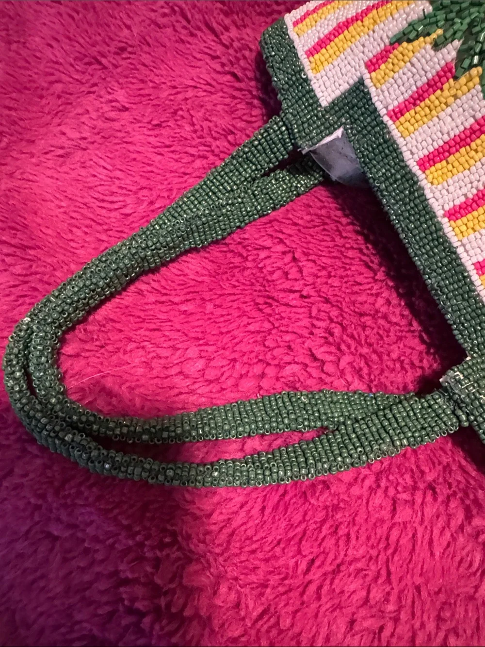 Hand-Beaded Tropical Fruit Tote in Green and Multicolor